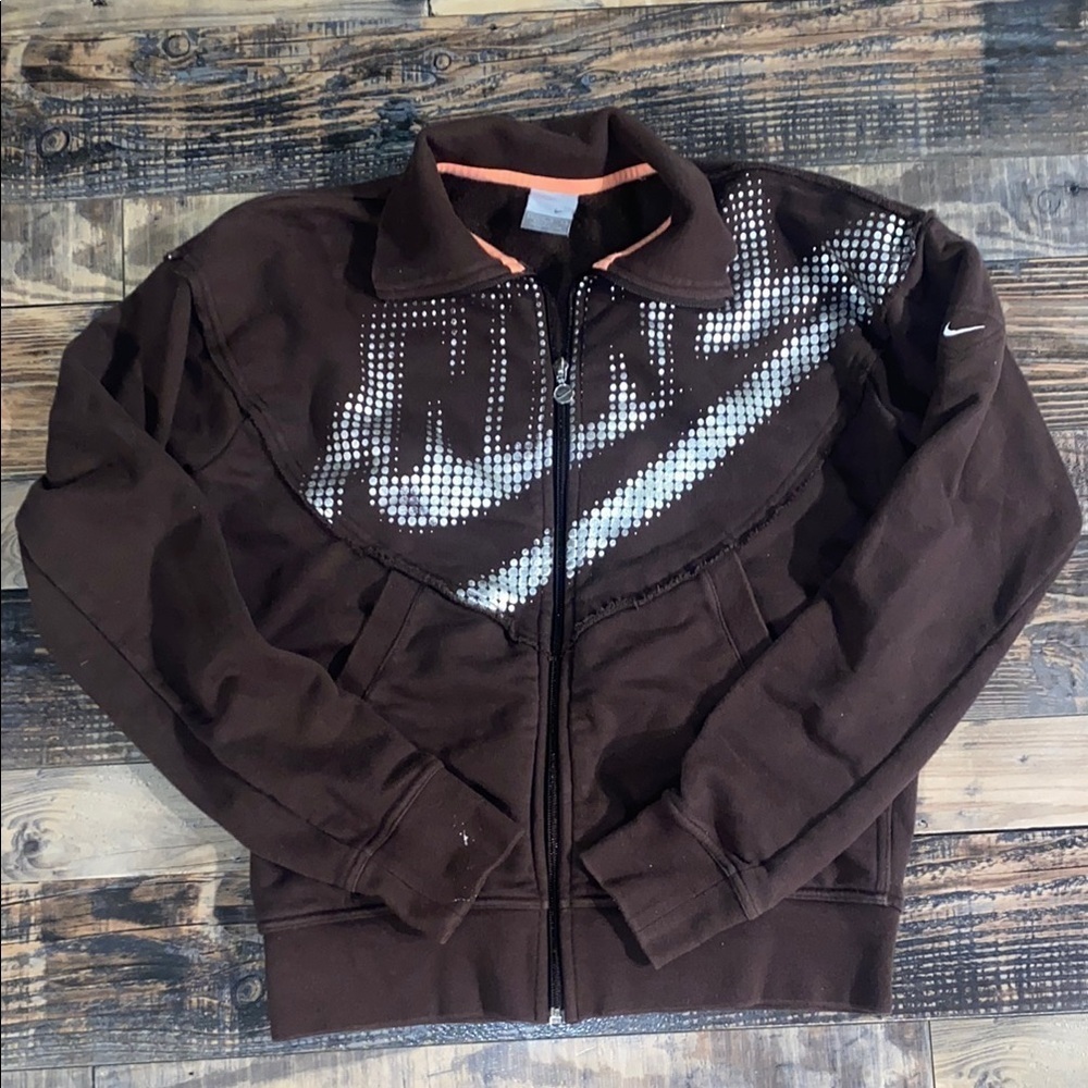 Nike brown zip up jacket size large